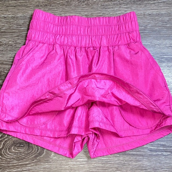 New XS Hot Pink Windbreaker Skort Shorts Skirt High Rise Athletic Tennis Pockets - Picture 3 of 5
